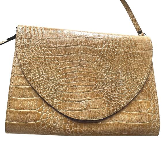 Amelia Berko Vintage Leather Tan Clutch Handbag, Retro Purse, Italian Leather - Picture 2 of 11